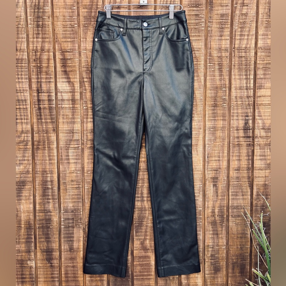 Express Black Faux Leather 90’s Slim Super High Rise Pants